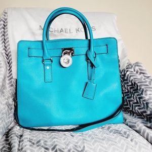 Michael Kors Hamilton teal leather handbag or shoulder bag strap